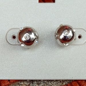 Silver Crystal Ball Earrings